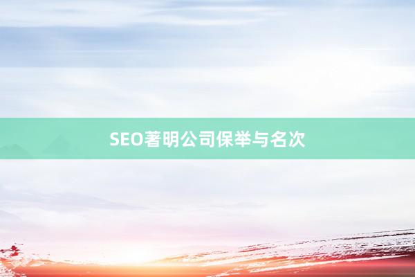 SEO著明公司保举与名次
