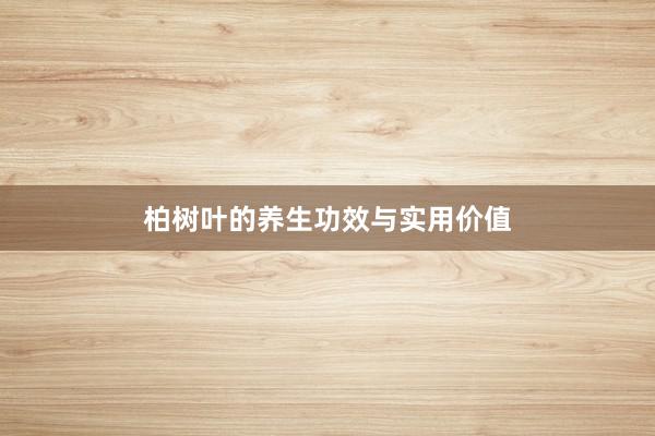 柏树叶的养生功效与实用价值